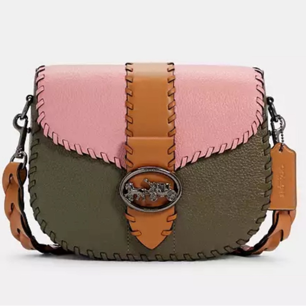 Coach Georgie Saddle Bag In Colorblock With Whipstitch